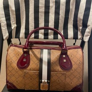 L.A.M.B. Mandeville satchel in Lipstick Saddle print